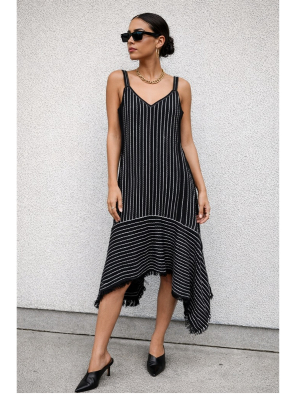 Derek Lam 10 Crosby Asymmetrical Fringe Hem Knit Dress Silk Lined 8